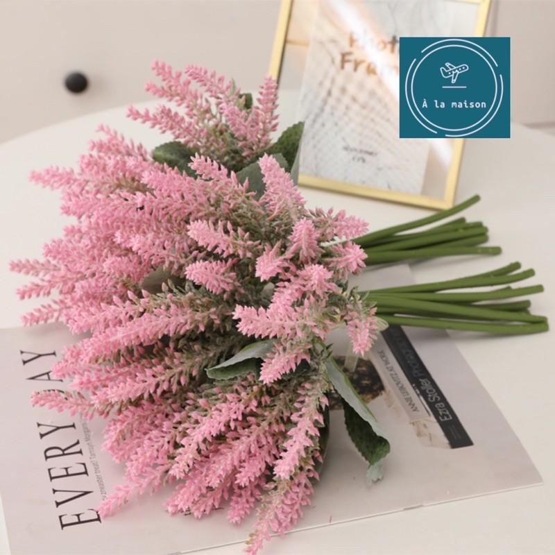 Bó hoa lavender bằng PU gồm 8 nhánh hoa cao 33cm, Hoa decor trang trí, hoa cưới, hoa cô dâu