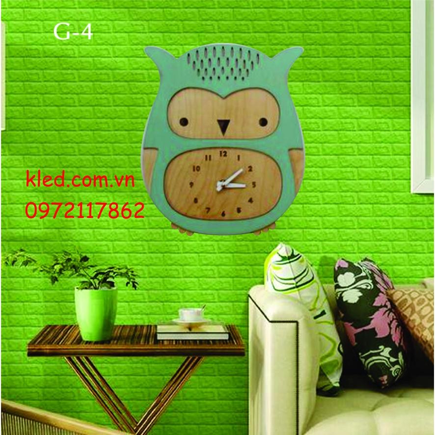 Đồng hồ gỗ hình con cú mèo trang trí treo tường cute giá rẻ KLED