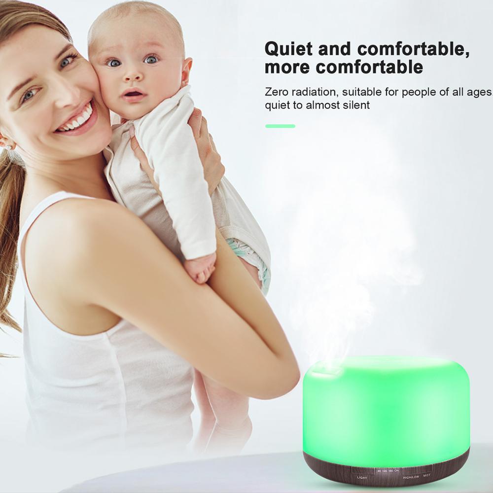 500ML Xông Tinh Dầu Khuếch Tán Máy Tạo Độ Ẩm Không Khí Có Đèn LED Đèn Ngủ Nhà Siêu Âm Thanh Mát Sương Xaomi Tinh Máy Khuếch Tán Tinh Dầu
