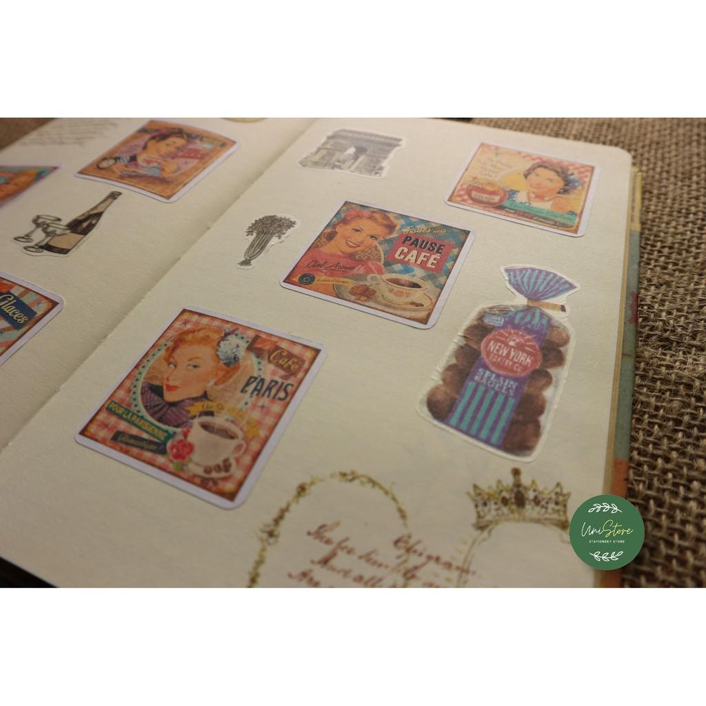 Set 3 tờ sticker phong cách cổ điển - sticker retro - uni002