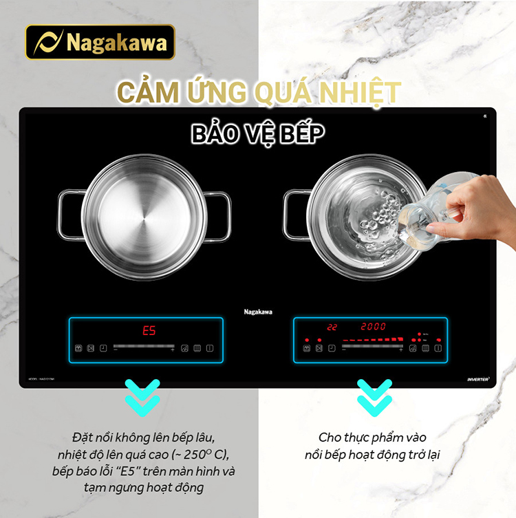 Bếp Đôi Điện Từ Inverter Nagakawa NAG1214M - Hàng Chính Hãng