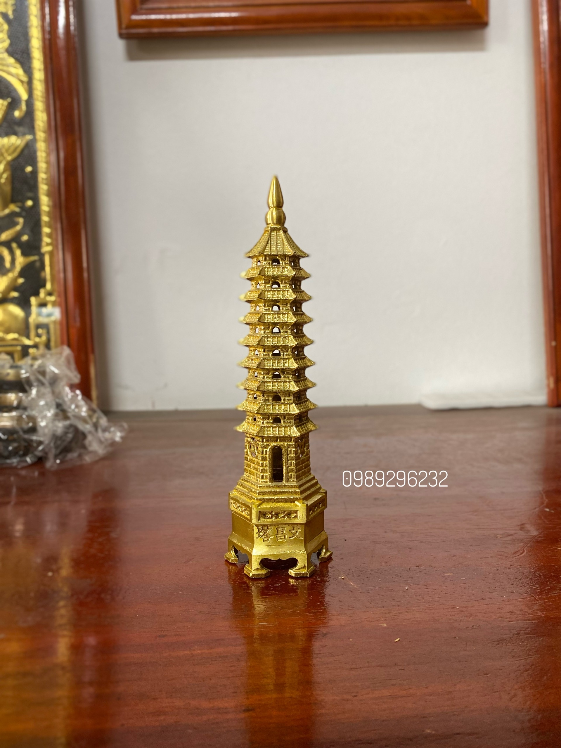 Tháp văn xương bằng đồng phong thủy 9t cao 24cm