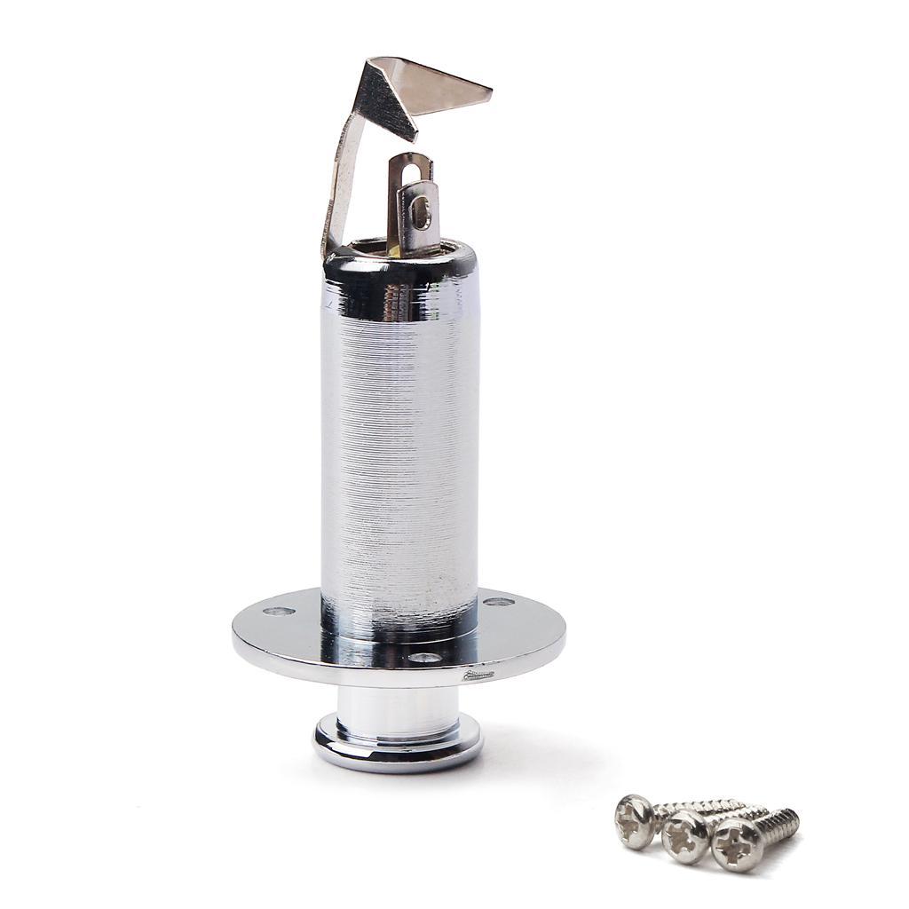 1x Chrome Electric Folk Guitar Stereo Flush Cylinder Output