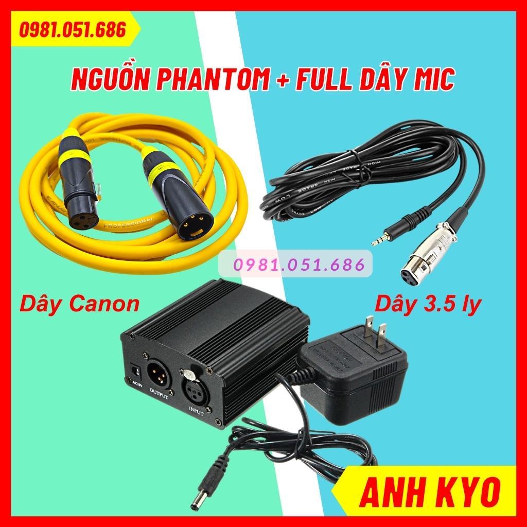 Combo Nguồn Phantom 48V Và Dây Mic Đức Dành Cho mic thu âm Livestream - Hàng Tốt Bảo Hành 6 Tháng