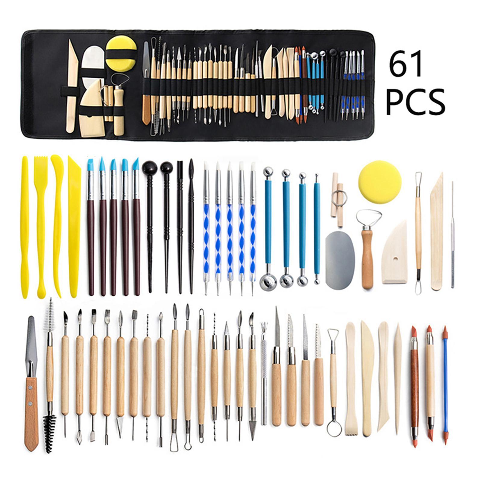 61 Pieces Polymer Clay Tools Set, Clay Carving Tools, Double Sided for Beginners Ceramics Clay Tools, Clay Sculpting Tools for Shaping, Drawing
