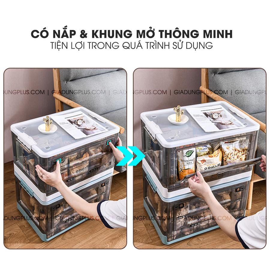 Hộp Đựng Đồ Lớn Bằng Nhựa Trong Suốt, Có Nắp &amp; Bánh Xe Cao Cấp Giúp Đựng Đồ Chơi, Quần Áo, Để Sau Xe OTO