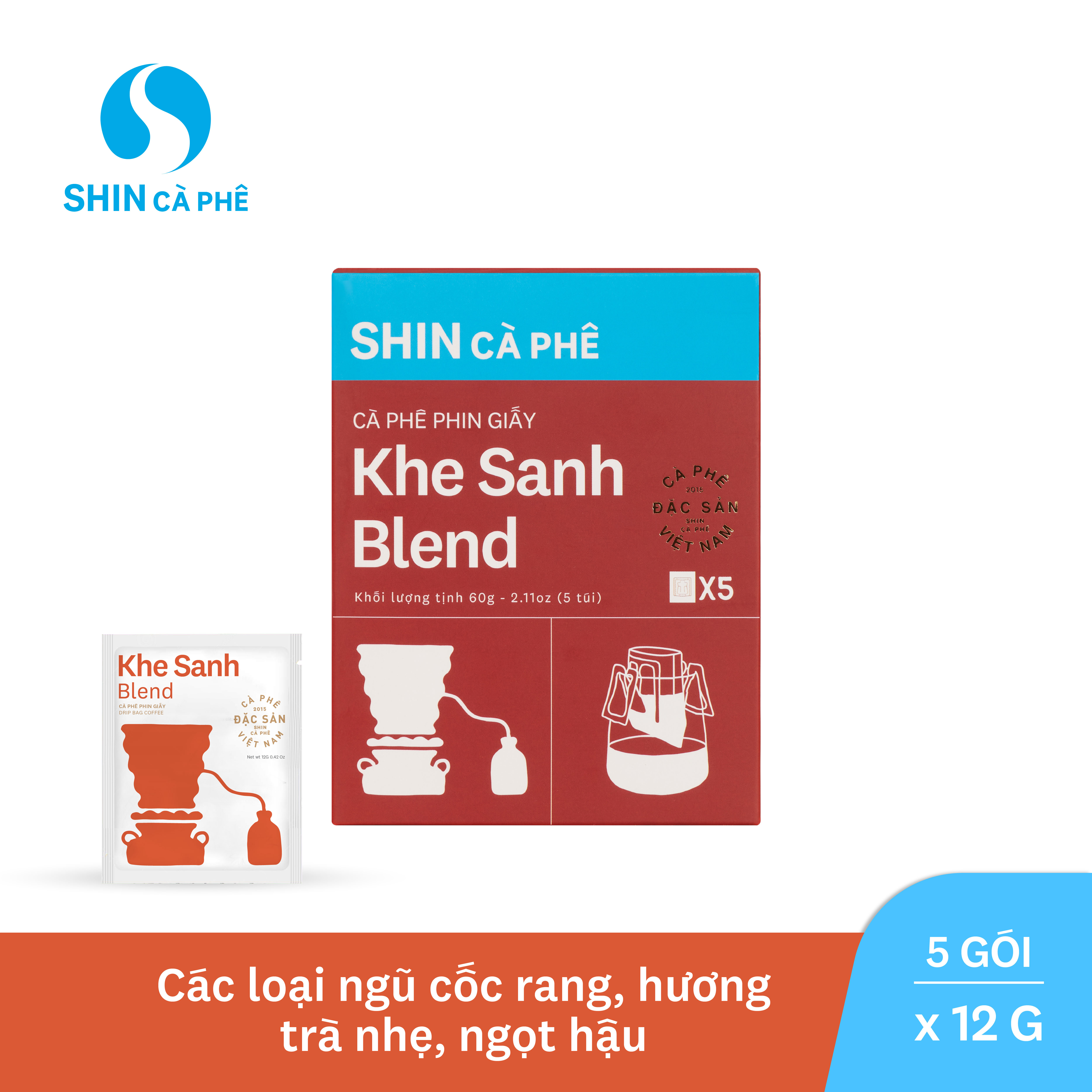 SHIN Cà Phê - Khe Sanh Blend Phin Giấy tiện lợi hộp 5 gói