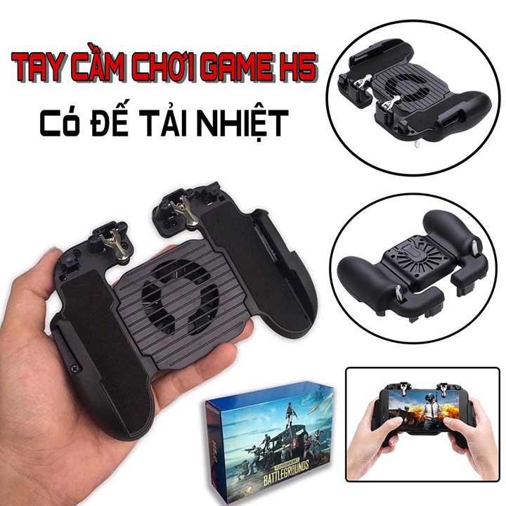 Tay cầm chơi game có quạt tản nhiệt kèm nút bấm H5