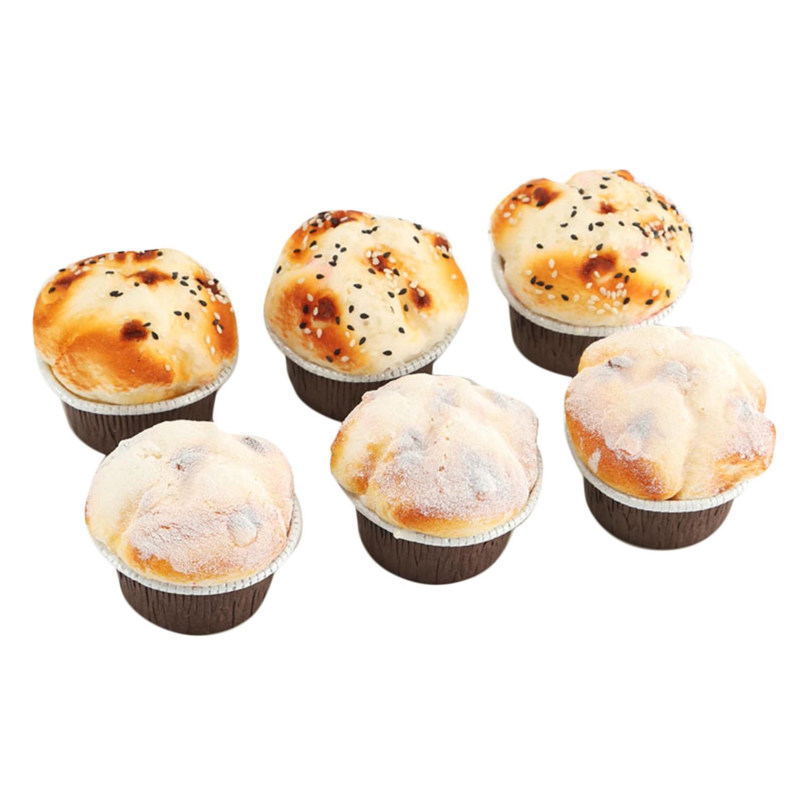 6Pcs Artificial Cake Simulation Realistic Food Cupcake Bread Dessert