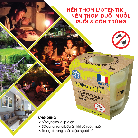 NẾN THƠM L'OTENTIK - NẾN THƠM ĐUỔI MUỖI &amp; CÔN TRÙNG (NẾN THƠM HỮU CƠ)