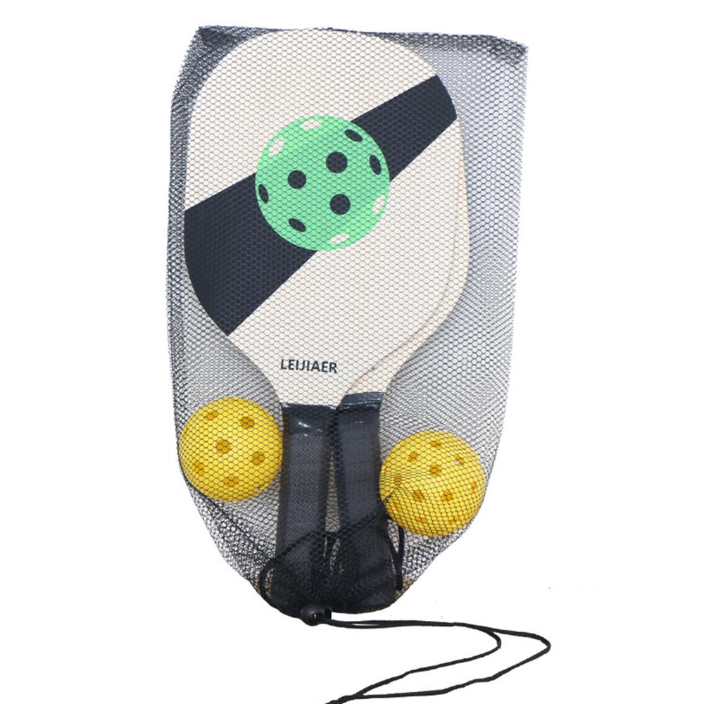 Pickleball Paddles Set of 2 Wood Paddles Rackets with Balls and Mesh Storage Bag for Beginners