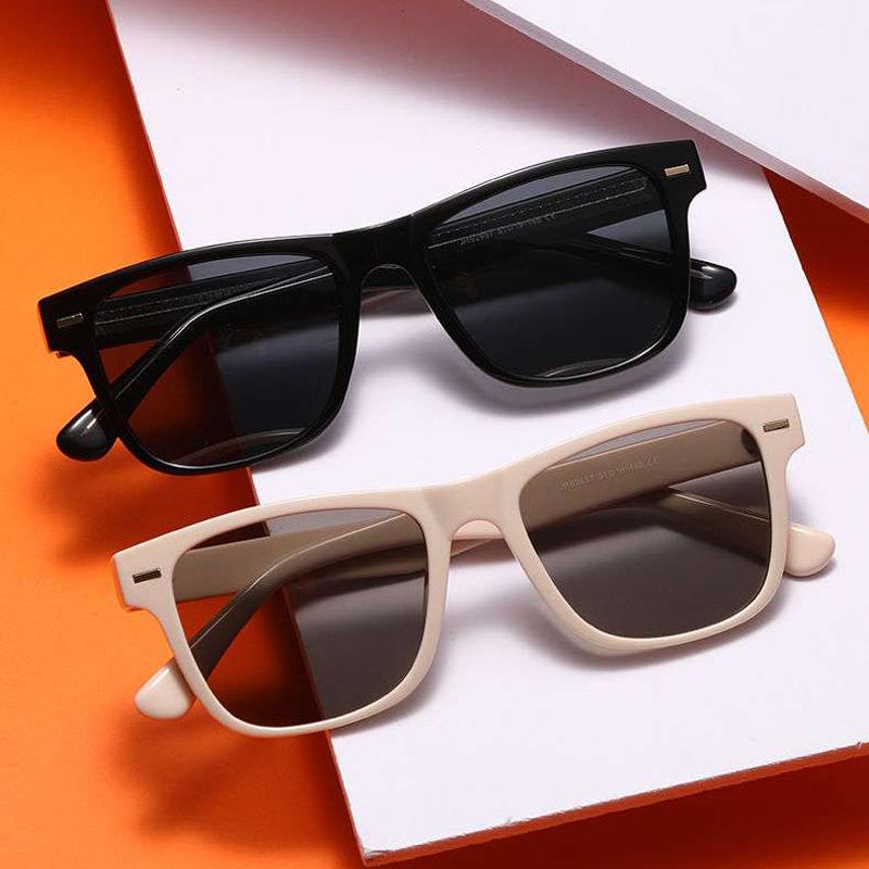 Kính Mát Nam Nữ Retro Gỗ Kính Mát Chống Tia UV Kính Mắt Fashional Vuông Kính Mát Giả Gỗ Mắt Kính Unisex Color: Champagne color