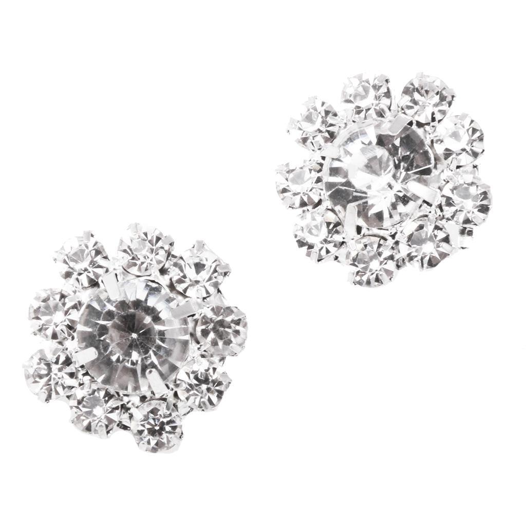 5-8pack 10 Pieces Rhinestone Flower Sewing Buttons DIY Crafts 16mm Silver