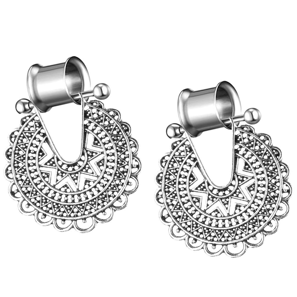 Boho Hollow Flower Stainless Steel Dangle Ear Plugs
