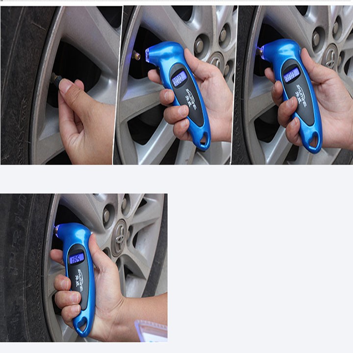 Đồng hồ đo áp suất lốp xe loại điện tử, có hỗ trợ đèn LED