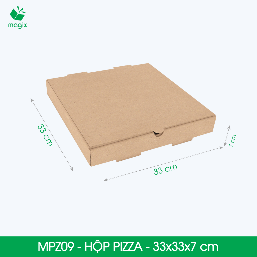 MPZ09 - 33x33x7 cm - Combo 100 hộp nắp gài pizza đa dụng - Hộp nắp gập, hộp carton gói hàng, hộp quà