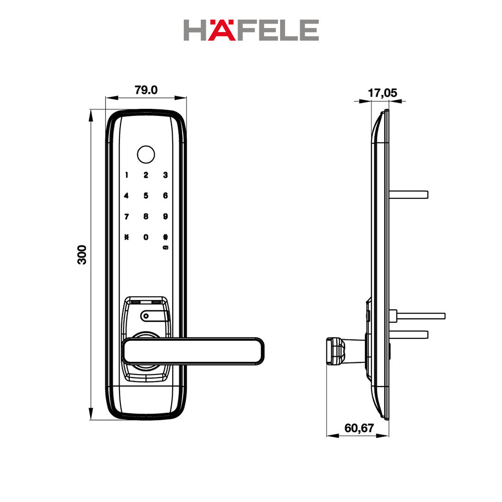 Khóa điện tử Hafele EL7800-TCS - 912.05.763 Xuất xứ Hàn Quốc (Hàng chính hãng)