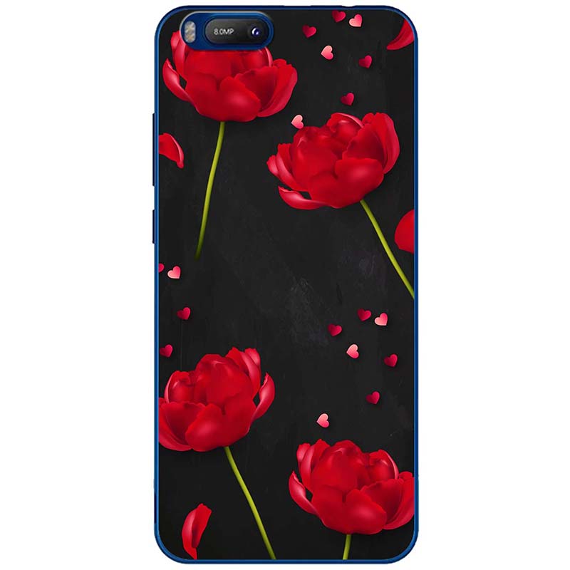 Ốp lưng dành cho Vsmart Bee mẫu Hoa đỏ nền đen