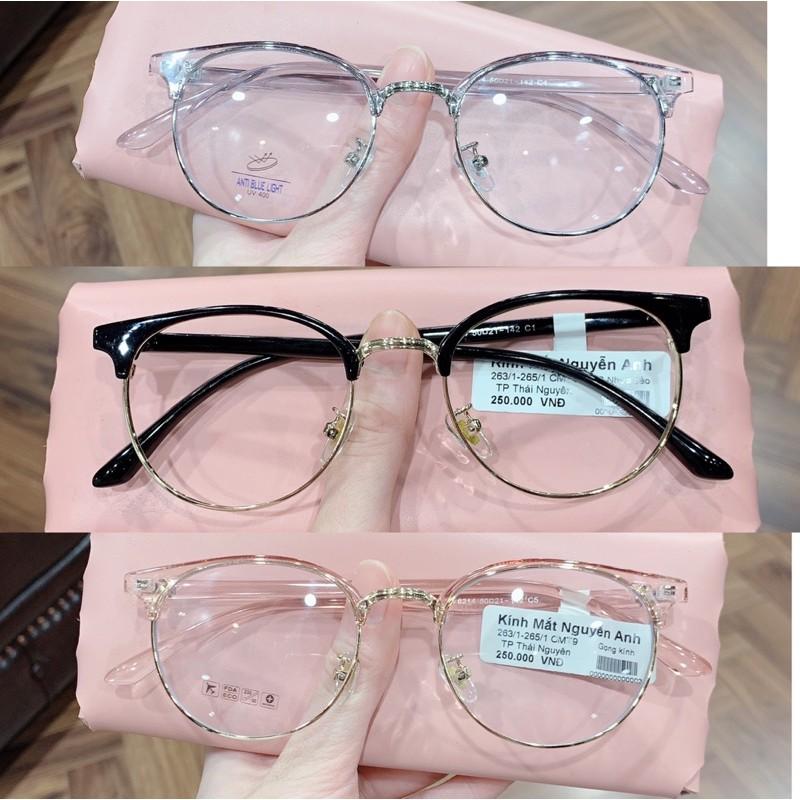 gọng kính cận 621 nhựa dẻo Hàn Quốc phối kim loại, mắt tròn nam nữ siêu bền chống gãy nhỏ