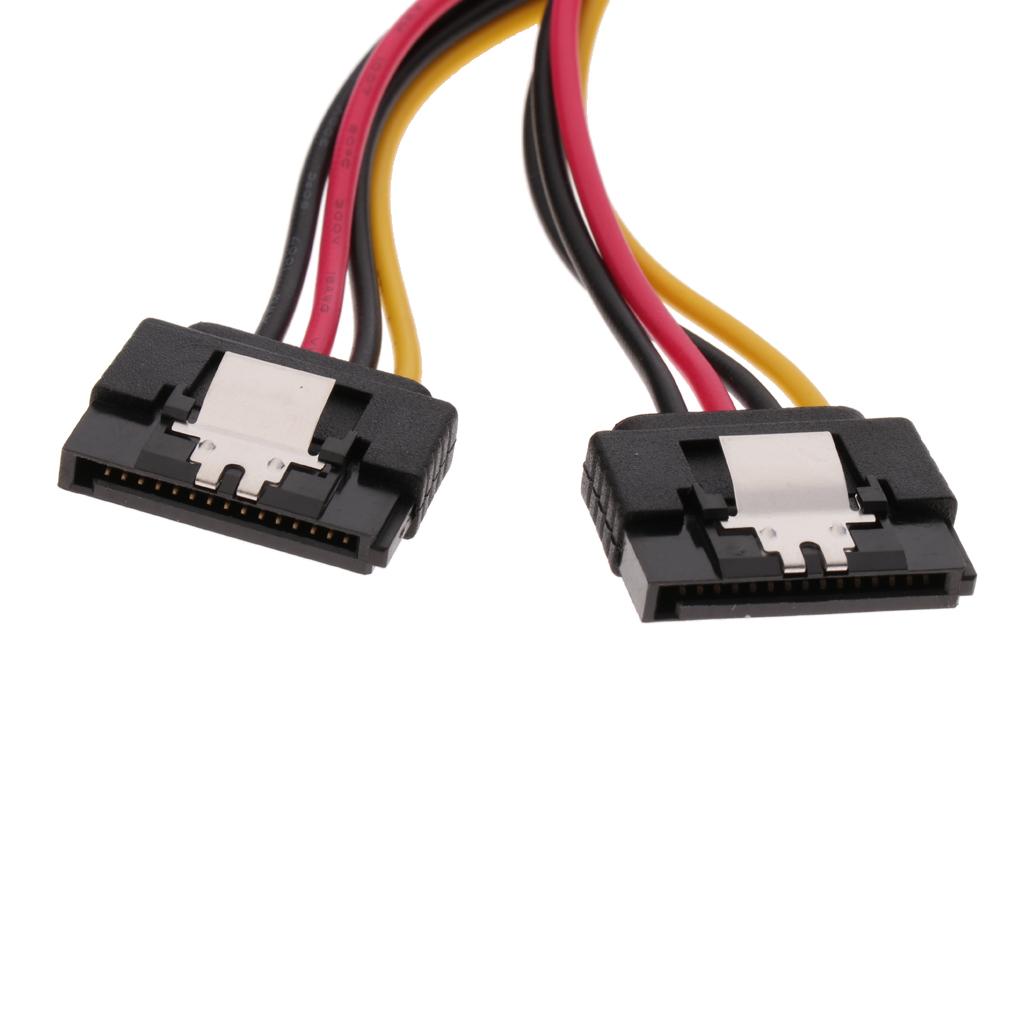 To Dual SATA Power Adaptor Cable 4-pin to 15-pin For HDD Hard Drive