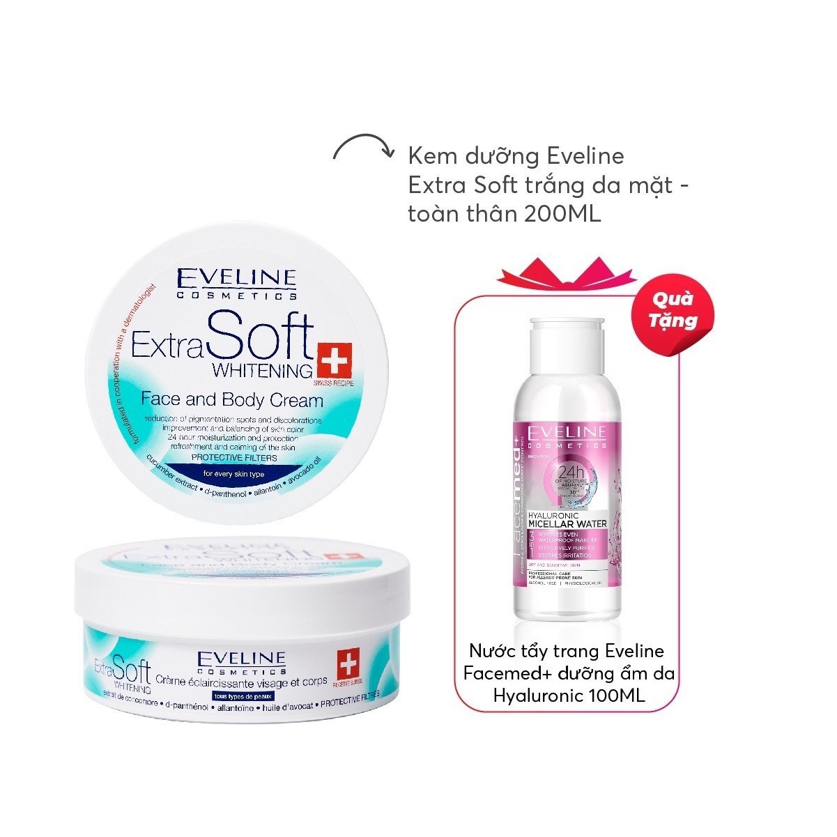 Kem làm trắng da Eveline Whitening Face and Body Cream Extra Soft 200ml 