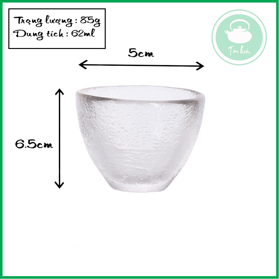 Bộ 6 chén trà thủy tinh sần 62ml