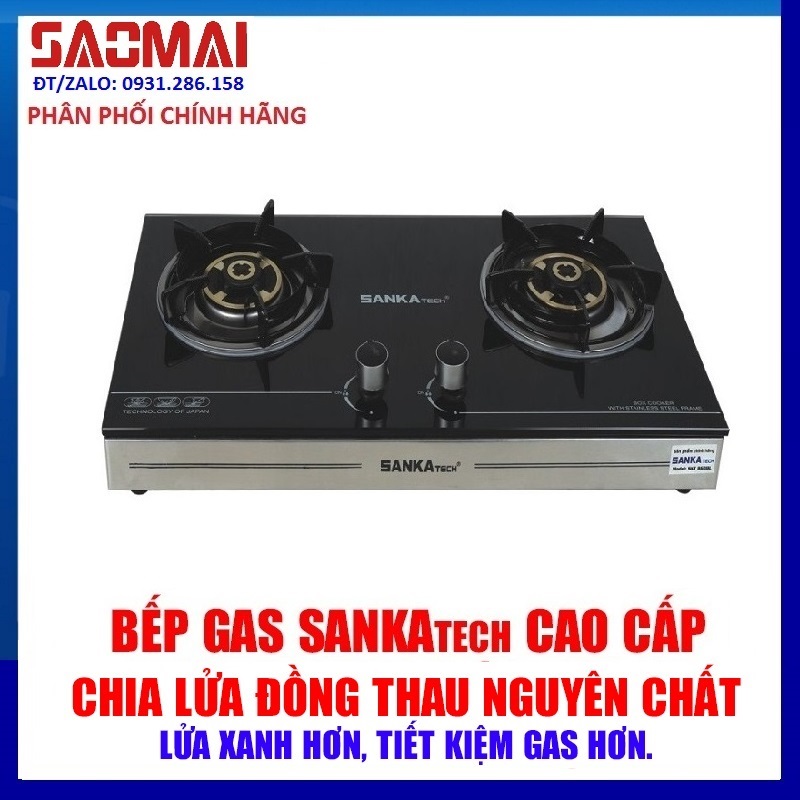 Bếp Ga Đôi Mặt Kính Cao Cấp SANKAtech SKT 860BL - Hàng chính hãng