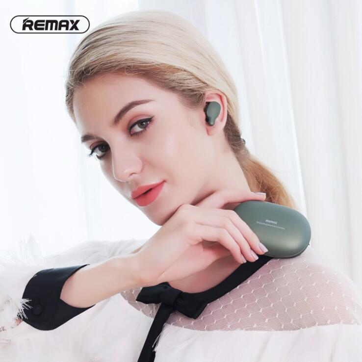 Tai nghe Bluetooth thể thao Remax TWS-3 Earbuds (Xám) (bluetooth 5.0, chống ồn, âm thanh Hifi, sạc được cho điện thoại) - Hàng chính hãng