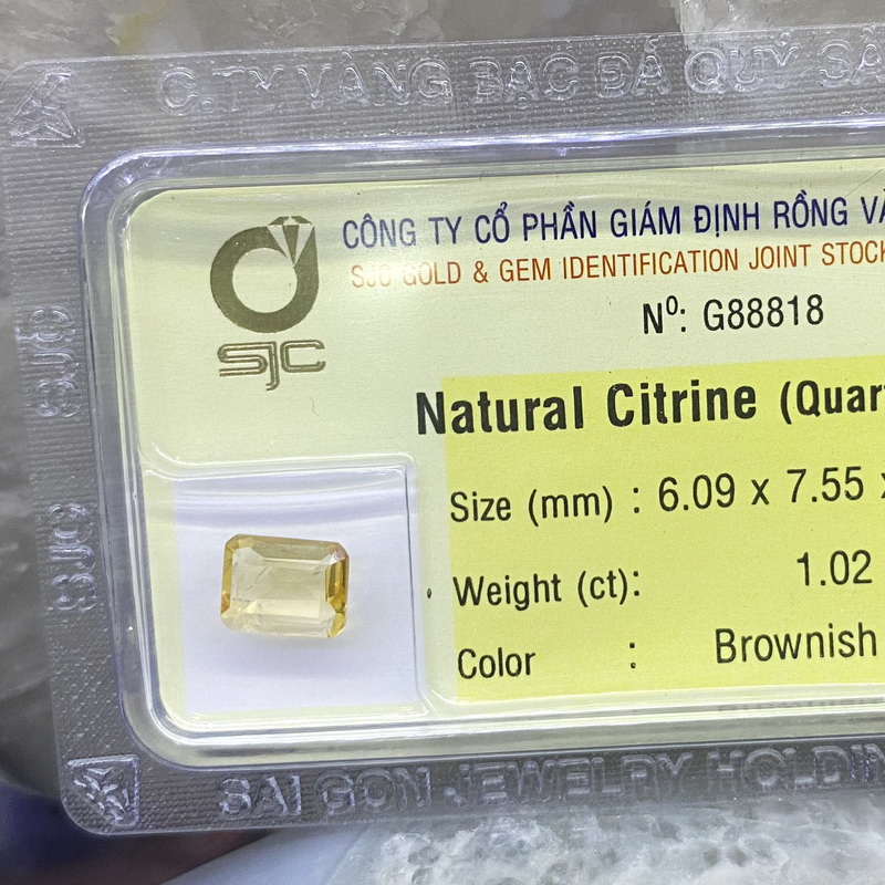 Mặt đá thạch anh vàng citrine kiểm định tự nhiên