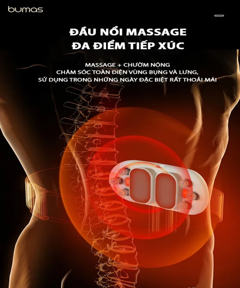 Đai chườm nóng , máy massage giảm đau bụng kinh SOTHING BUMAS BU01, hỗ trợ chống lão hóa da sau sinh- Hàng chính hãng