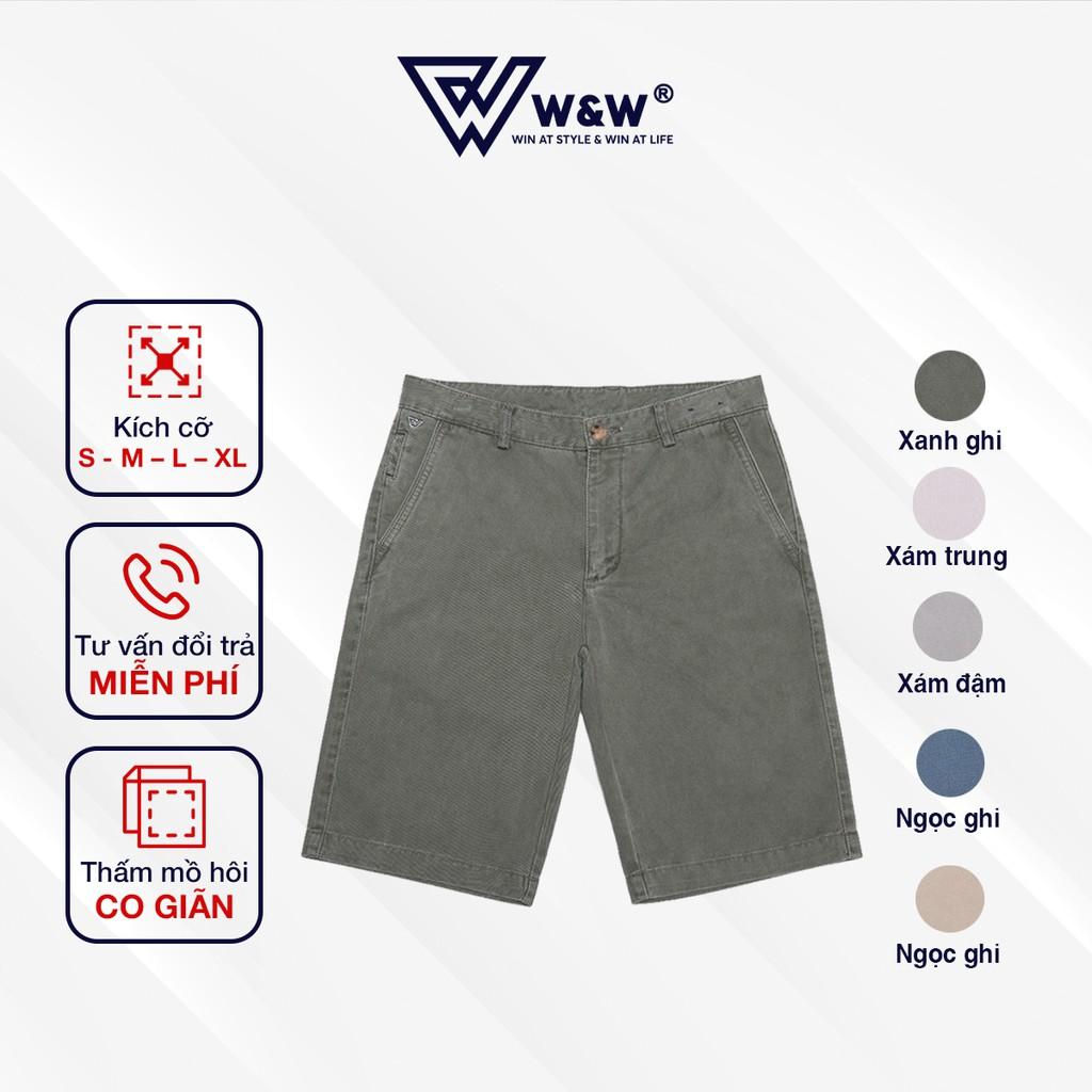 Quần Short Nam W&amp;W Cạp Khuy Túi Chéo, Chất Liệu Cotton Mềm Mịn, Bền Màu, Phong Cách Trẻ Trung, Hiện Đại WKS08R