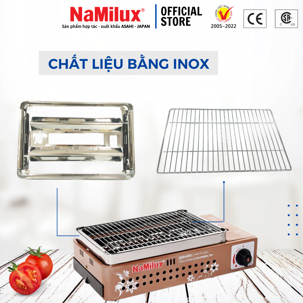 Bộ Khung Có Kèm Vỉ Nướng Inox Dùng Cho Các Loại Bếp Nướng NaMilux - Hàng Chính Hãng