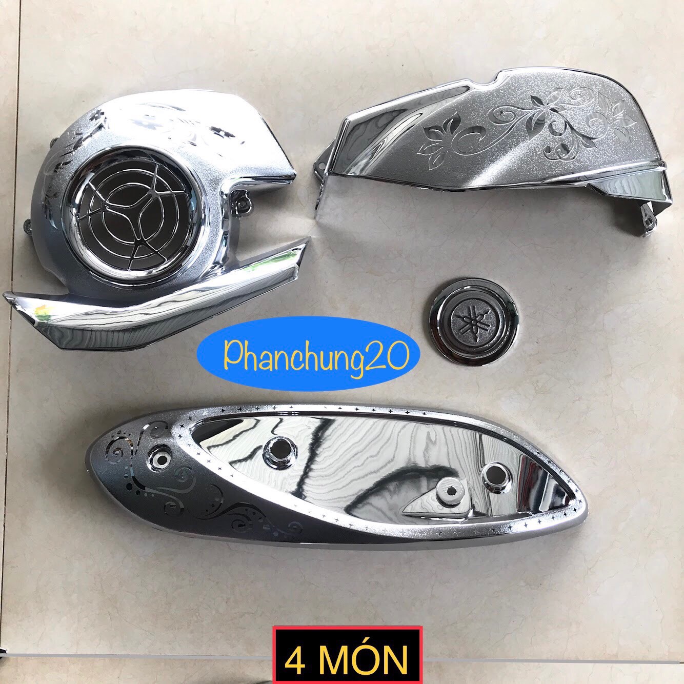 COMBO BỘ ỐP PHỤ KIỆN TRANG TRÍ DÙNG CHO ĐỜI XE YAMAHA GRANDE 2023 2024 CROM