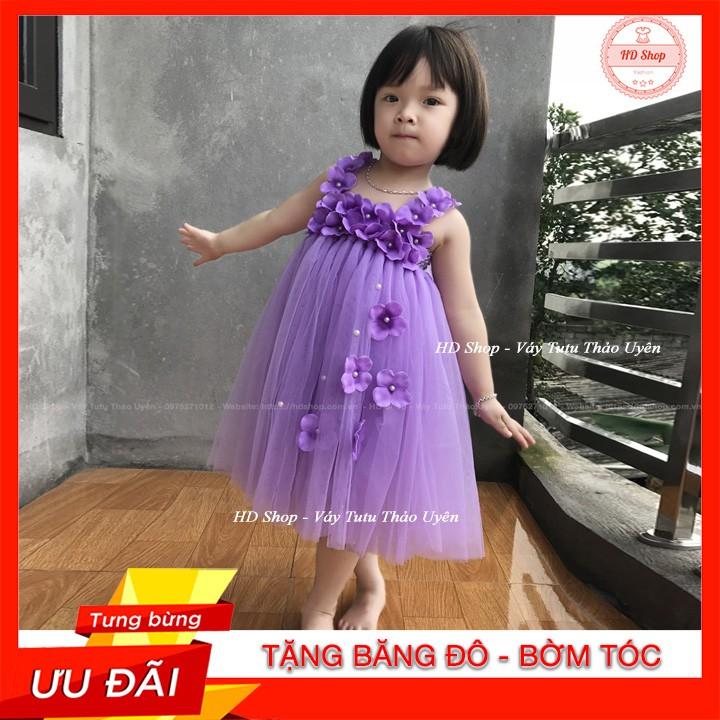 Đầm cho bé gái ️️ Đầm công chúa tím cà hoa tú cầu cho bé gái