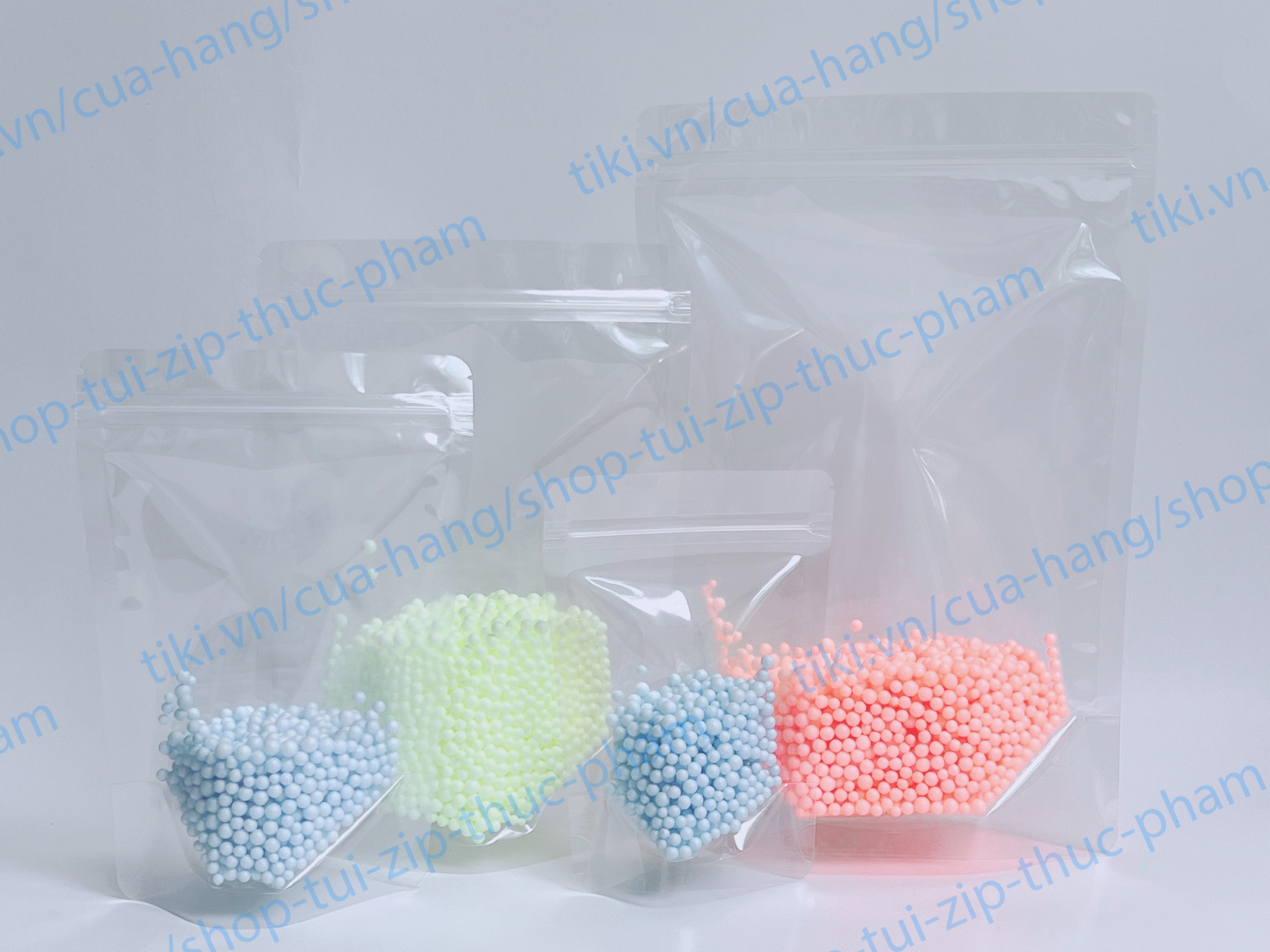 Xấp 10 túi zip zipper đáy đứng 2 mặt trong suốt - túi đựng thực phẩm.