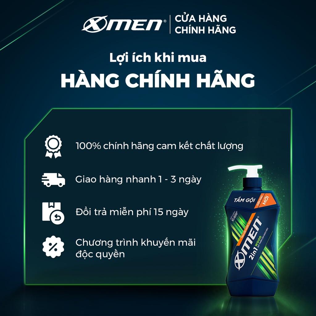 Tắm Gội Nước Hoa X-Men Wood 2in1 thơm lâu sạch sâu 900g