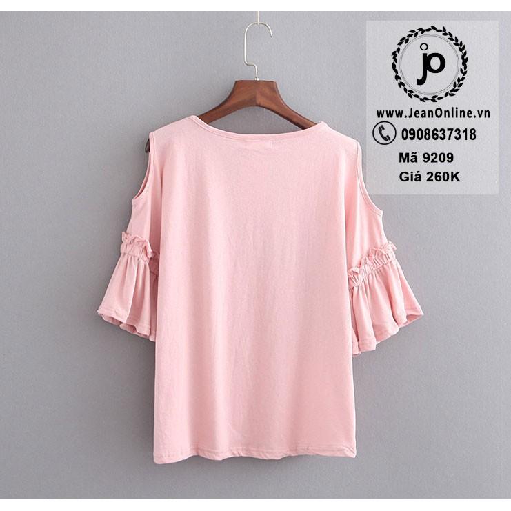 Bigsize Nữ - Áo Thun Khoét Vai Thêu Hoa