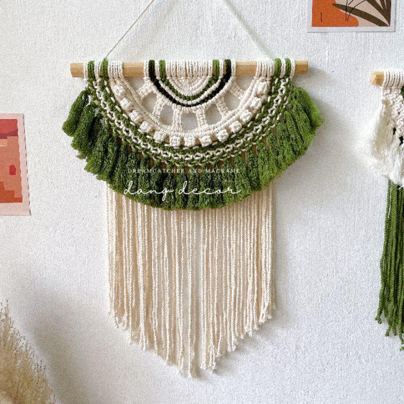 mành macrame nửa vòng tròn trang trí nhà cửa nhiều màu phong cách vintage