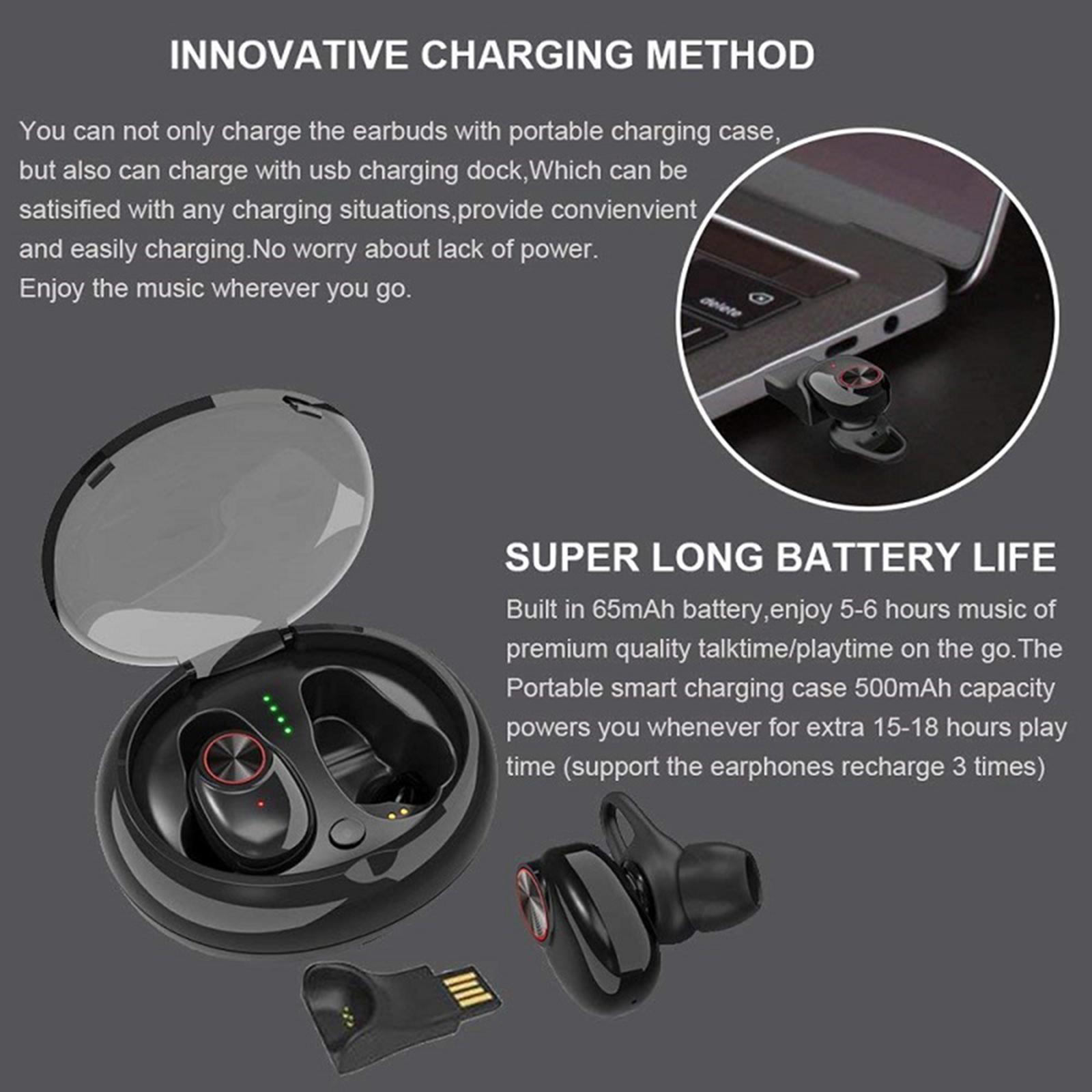 Stereo Bluetooth TWS Earphone Earbuds Sweat Proof with Mic for IOS Android Outdoor Running