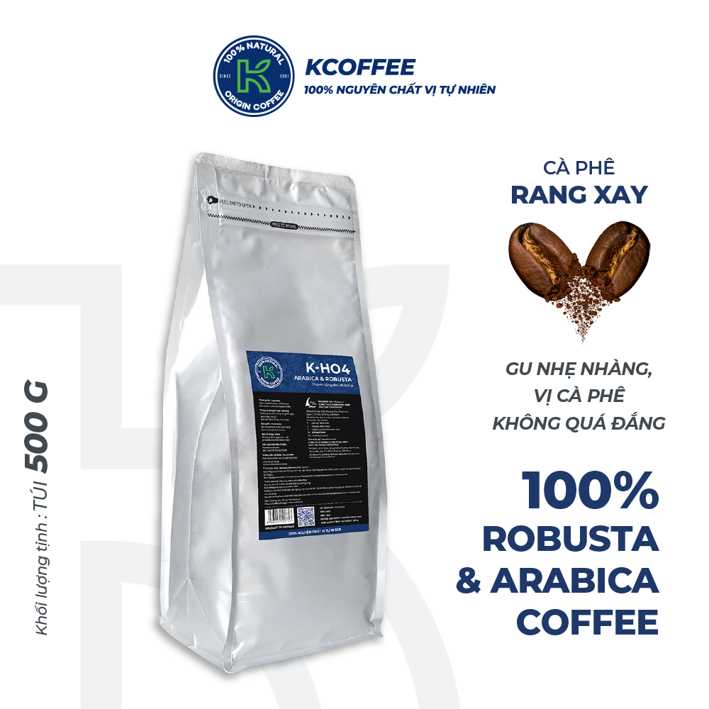 Combo 2 túi cà phê rang xay xuất khẩu K-HO4 1000g thương hiệu K-Coffee