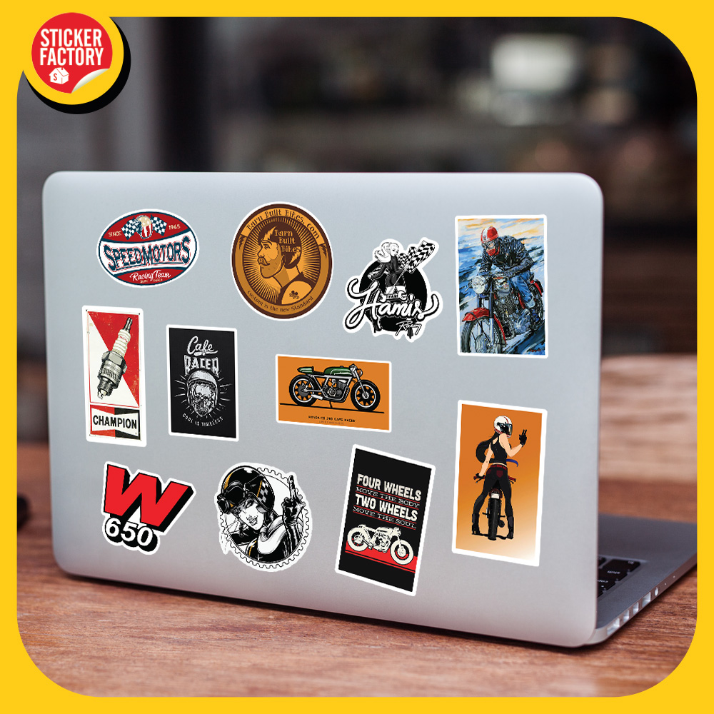 Cafe Racer - Set 100 sticker decal hình dán nón bảo hiểm, laptop, xe máy, ô tô - STICKER FACTORY
