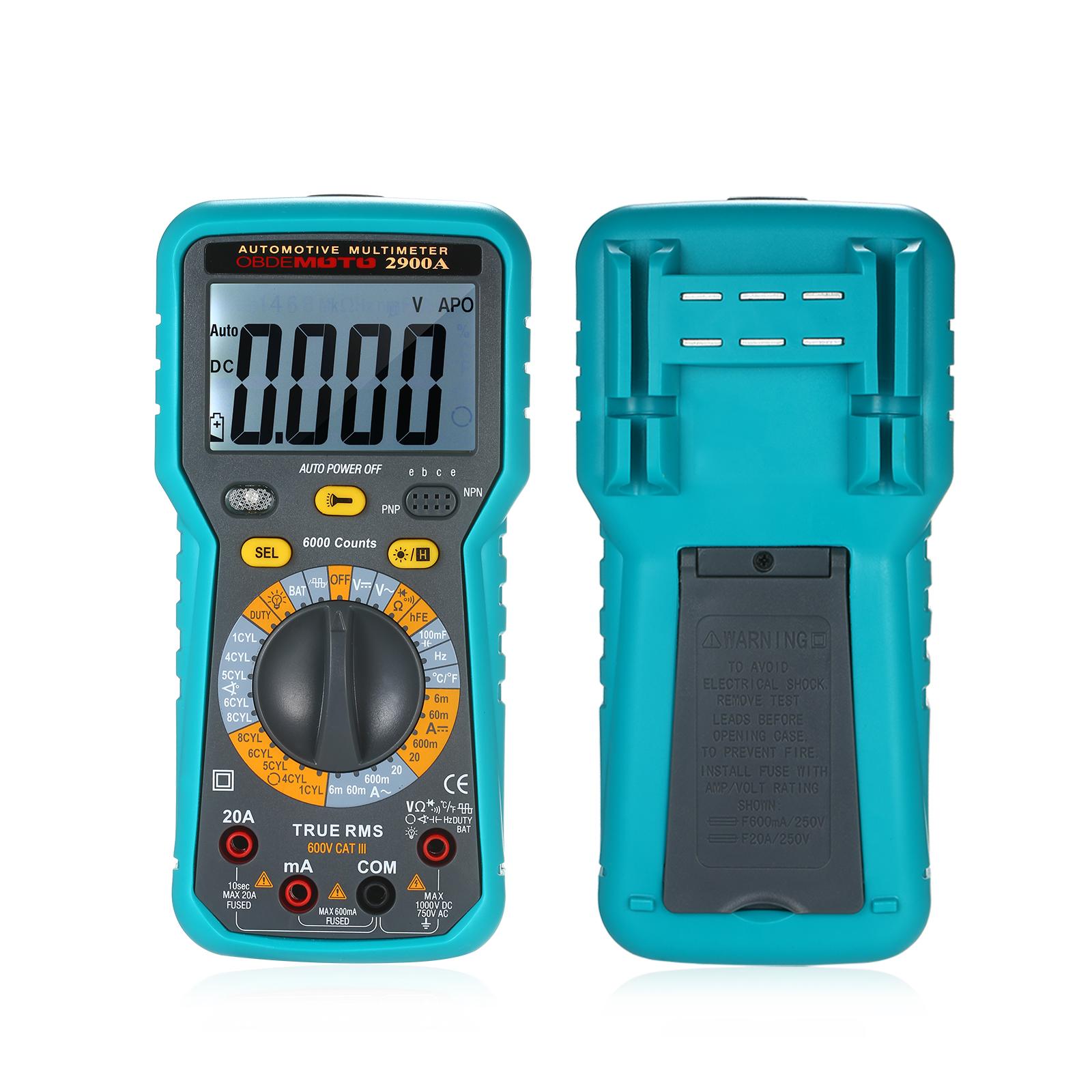 6000 Count LCD Digital Automotive Multimeter True RMS Universal Tester with Flashlight