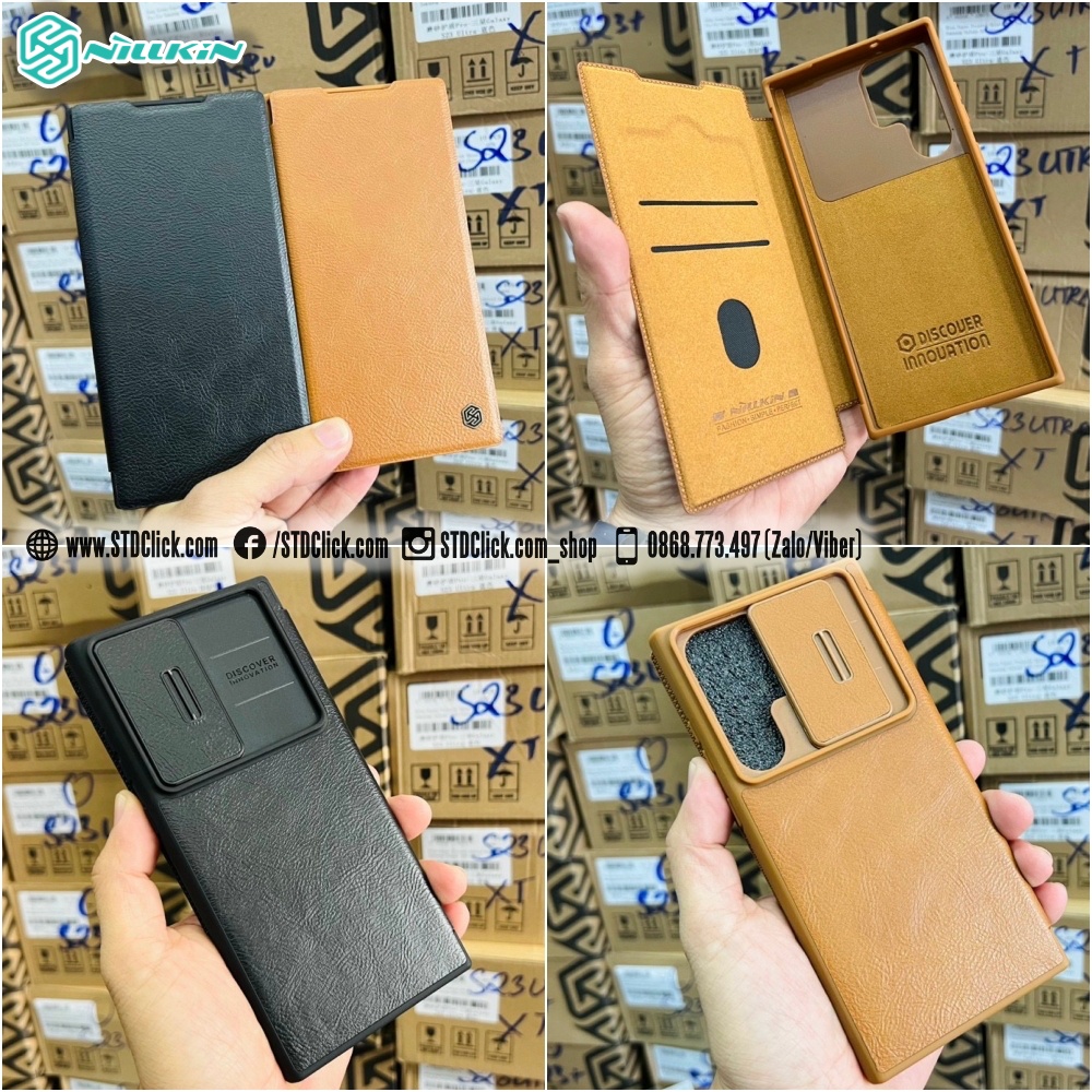 BAO DA DÀNH CHO ĐIỆN THOẠI SAMSUNG GALAXY S23 ULTRA 5G NILLKIN QIN PRO BẢO VỆ CAMERA