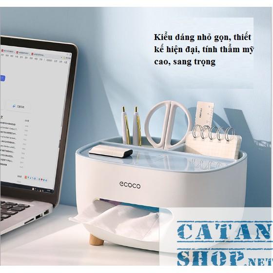 (Mẫu Mới) Hộp đựng khăn giấy, remote, điện thoại để bàn Cao Cấp, Kệ để đồ dùng đa năng, tiện dụng- GD465-HopKG-Ecoco