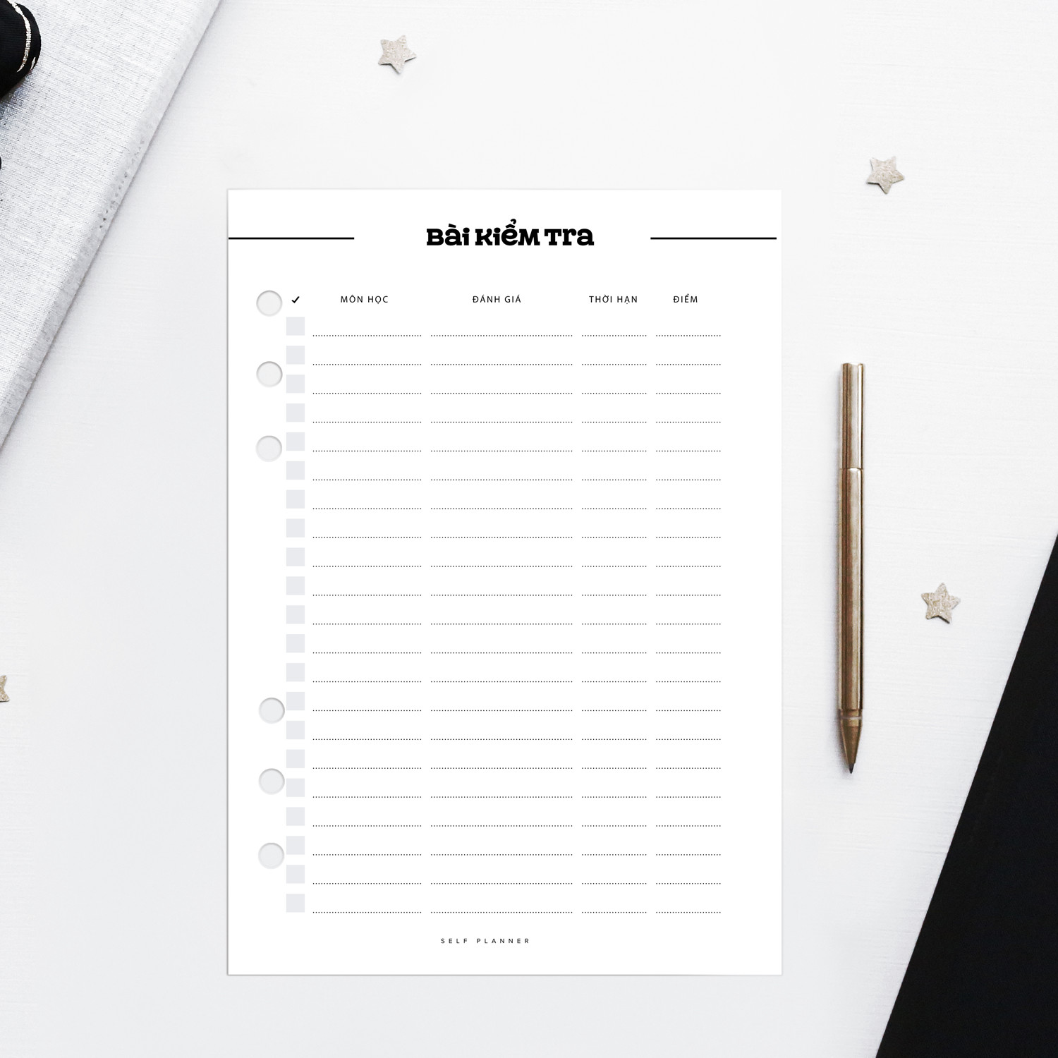 Giấy / Ruột refill sổ còng 6 lỗ A5 cho sinh viên, học tập 60 tờ, định lượng 100gsm của Self Planner