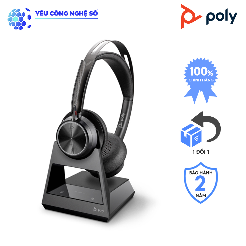 Tai Nghe Không Dây Poly Voyager Focus 2 UC with Charge Stand USB-C Hàng Chính Hãng