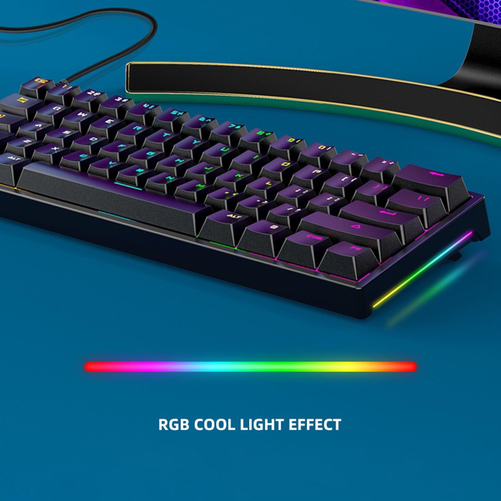 61 Keys Mechanical Keyboards RGB Illuminated Multi Color LED Backlit Wired
