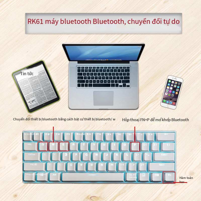 Giao hàng nhanh RK61 bàn phím cơ có dây/không dây bluetooth điện thoại máy tính bảng mac bluetooth 3 chế độ bàn phím cơ 61 phím