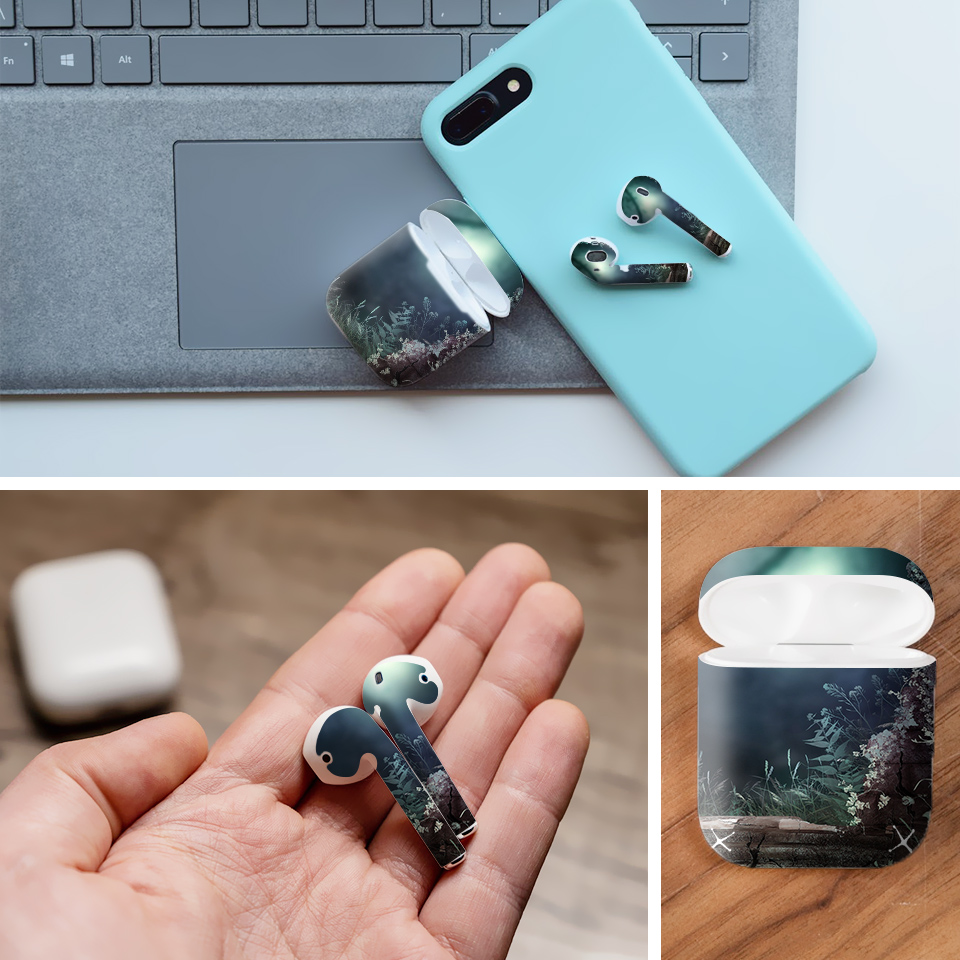 Miếng dán skin chống bẩn cho tai nghe AirPods in hình thiết kế - atk393 (bản không dây 1 và 2)