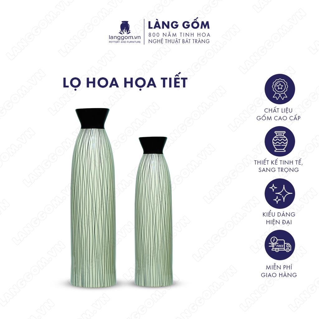 Bình hoa, lọ hoa Gốm sứ Bát Tràng cao cấp Men mát họa tiết dùng làm quà tặng, trang trí - Làng Gốm Bát Tràng